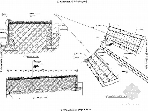 [长沙]湘军文化园景观工程施工图-入口景观水池大样图 