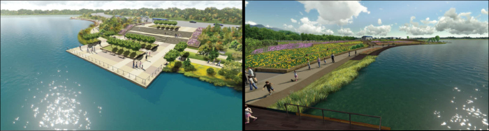 [河北]佛教文化主题公园景观设计方案-公园滨水区效果图