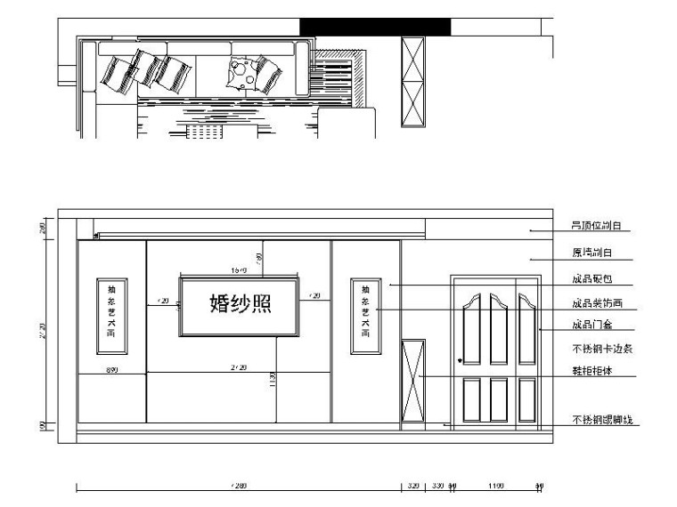 [湖南]后现代风格样板房室内设计施工图（含效果图）-[湖南]后现代风格样板房室内设计立面图