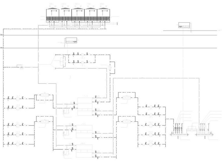 [广东]高层酒店建筑暖通空调全系统设计施工图（制冷机房）-中央空调制冷系统原理图.jpg