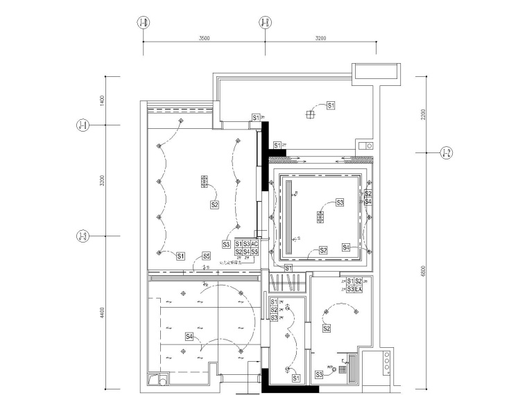 [广东]梁志天-广州雅居乐科学城公寓1号户型一居室样板房全套施工图+效果图+物料-4灯具连线图_看图王