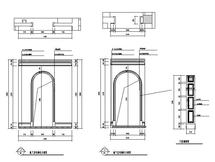 [江苏]美式古典风格500平米联体别墅设计施工图（附效果图）-立面图