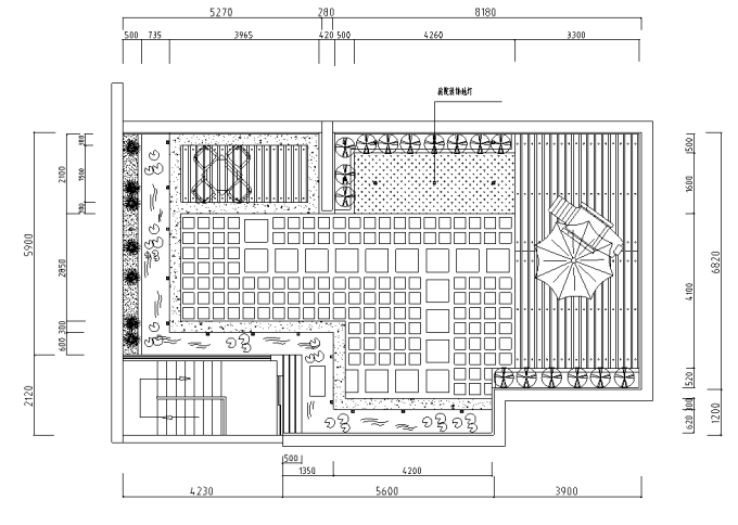 屋顶花园cad方案施工图设计-别墅屋顶花园平面图