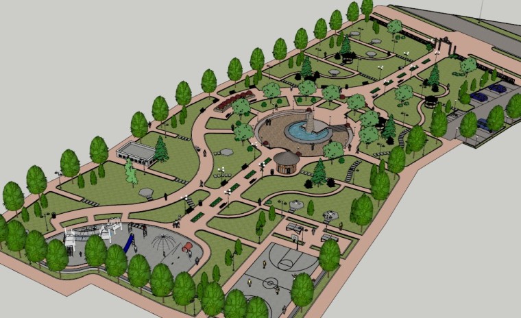 10公顷公园景观设计案例资料下载-公园景观设计su模型