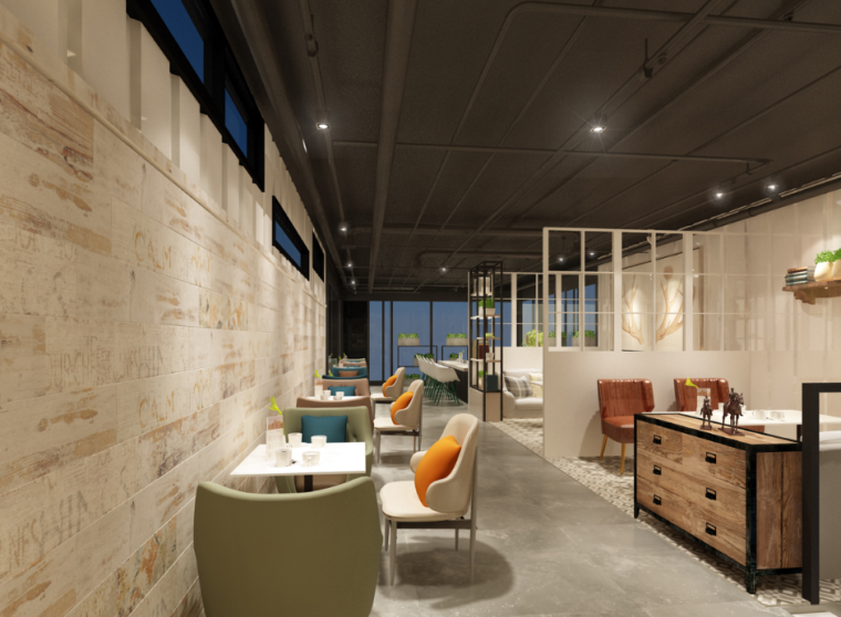 咖啡厅空间设计图效果图资料下载-[福建]厦门天际空间事务所咖啡厅方案