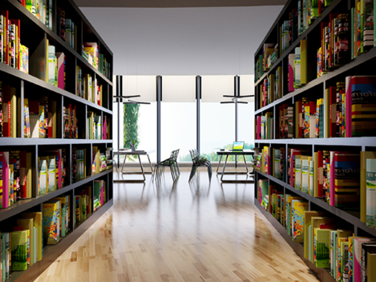 su图书馆室内书柜模型资料下载-现代舒适图书馆3D模型下载