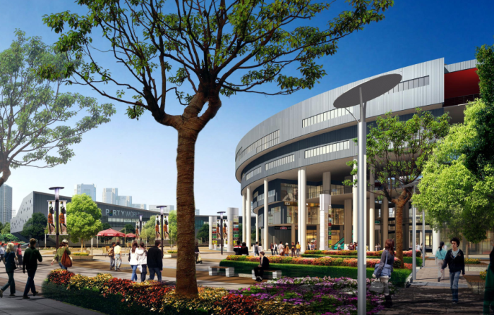 [江苏]欧式风情购物公园景观设计方案-太阳广场效果图