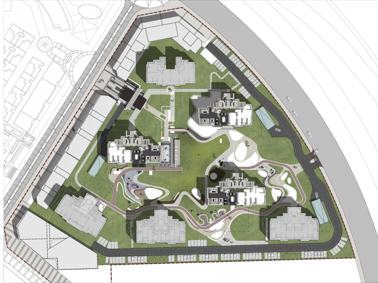 东部湾总部基地不建了资料下载-[合肥]庐阳区周湾项目景观概念方案设计（现代）