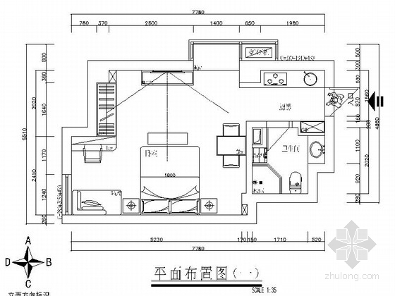 一居室居室装修资料下载-知名地产单身公寓现代一居室装修施工图