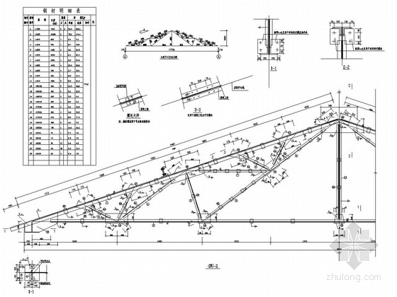 两跨钢屋架资料下载-33米跨钢屋架结构图