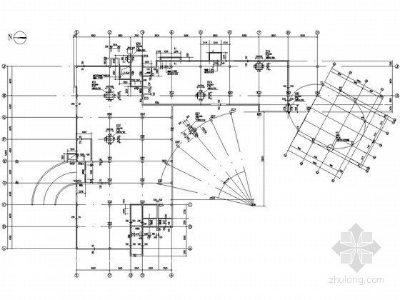 五层框架结构办公楼人防地下室结构施工图-地下室墙柱定位及配筋图 