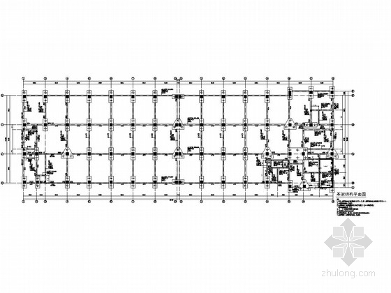 [温州]地上四层框架结构车间厂房结构施工图-基梁结构平面图 