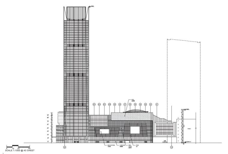 [河南]超高层知名地产商业综合体建筑设计方案文本（图纸超详细）-超高层知名地产商业综合体建筑立面图