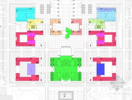 [山东]玻璃幕墙办公区规划及单体设计方案文本（含cad）-办公区平面图