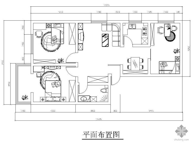 室内家装毕业设计资料下载-[毕业设计]三室两厅设计图