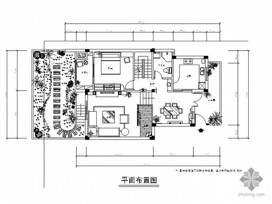 200平米一层别墅的图纸资料下载-某别墅一层设计图