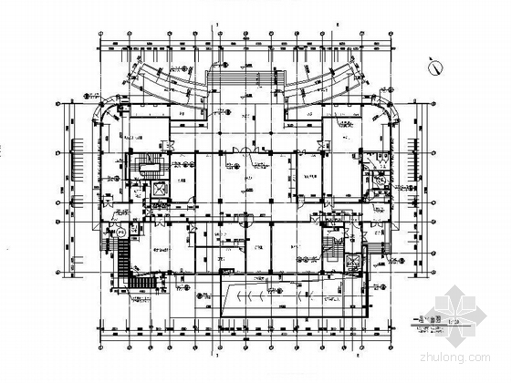 [安徽]九层石材外墙县级综合档案馆建筑施工图-九层石材外墙县级综合档案馆建筑首层平面图 