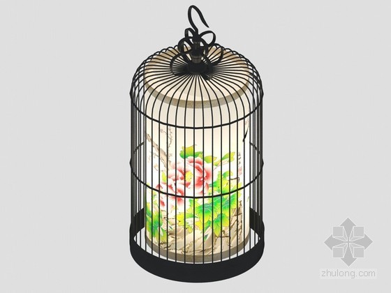SU模型鸟笼资料下载-漂亮的鸟笼吊灯3D模型下载