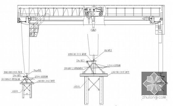 [湖南]城市景观桥梁施工组织设计179页-龙门吊机轨道临时钢管桩立面示意大样图