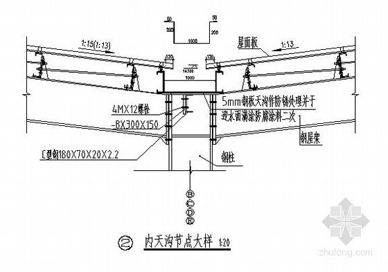 钢天沟图片资料下载-内天沟节点大样