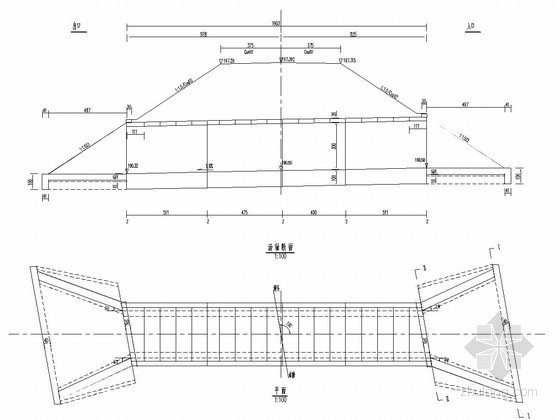 5m斜交盖板涵配筋图资料下载-1-3米钢筋混凝土盖板涵布置图(斜交10度）