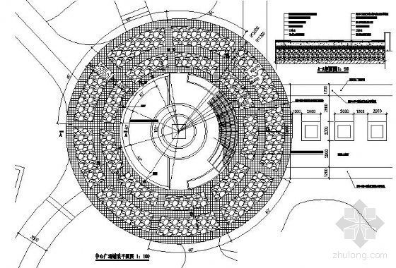 棕榈广场圆形景观资料下载-圆形广场铺装详图