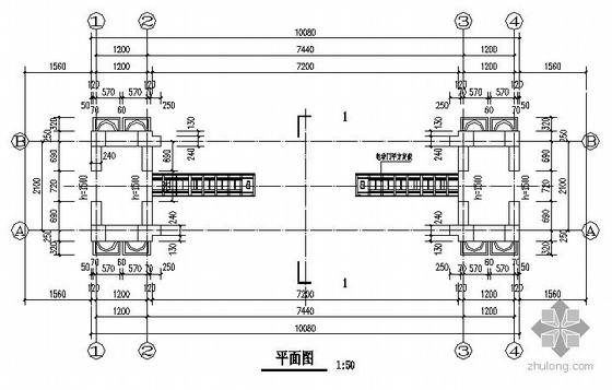 某古典欧式小区大门建筑施工图-2