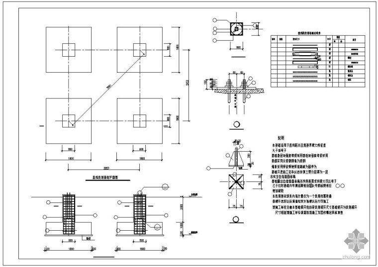 幕墙基础详图资料下载-某线路铁塔基础节点构造详图