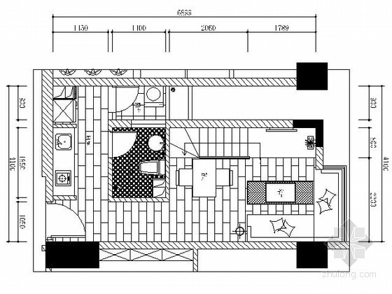 70平米小户型住宅资料下载-62平米小户型样板房施工图
