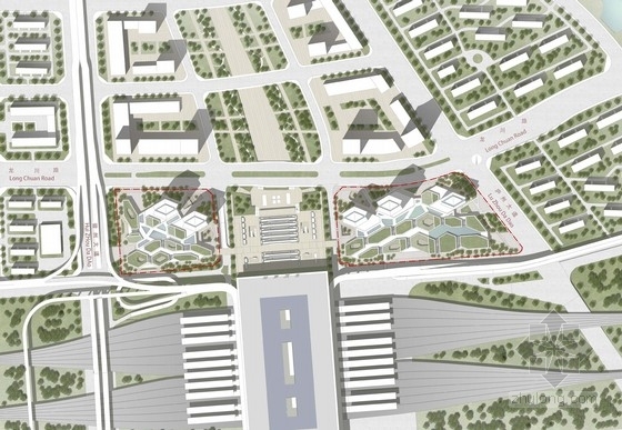 [安徽]现代风格城市综合体规划及单体设计方案文本（国外事务所）-现代风格城市综合体总平面图 