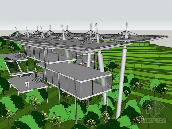 草图大师山地模型资料下载-山地建筑SketchUp模型下载