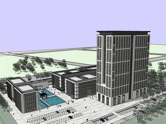 sketchup模型医院资料下载-市区医院SketchUp模型下载
