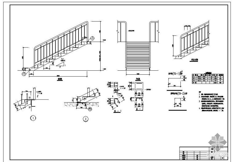 直跑钢结构楼梯设计图资料下载-某直跑钢楼梯详图