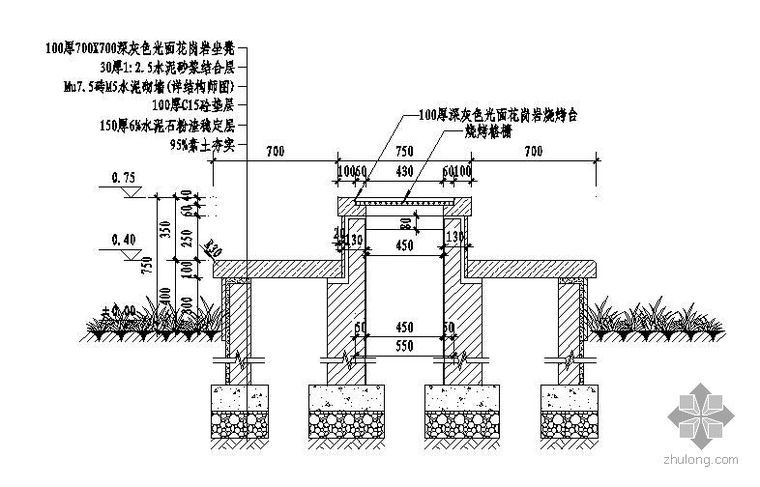 户外烧烤台施工大样资料下载-烧烤灶做法大样