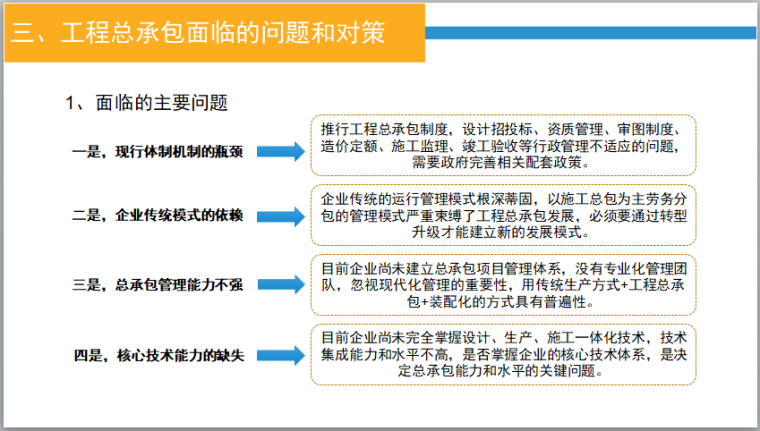 工程总承包管理模式及其发展（PPT）-工程总承包面临的问题