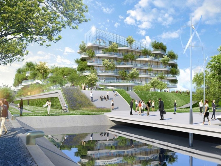 城市中的仿生设计资料下载-法国充满绿色能量的生态办公楼