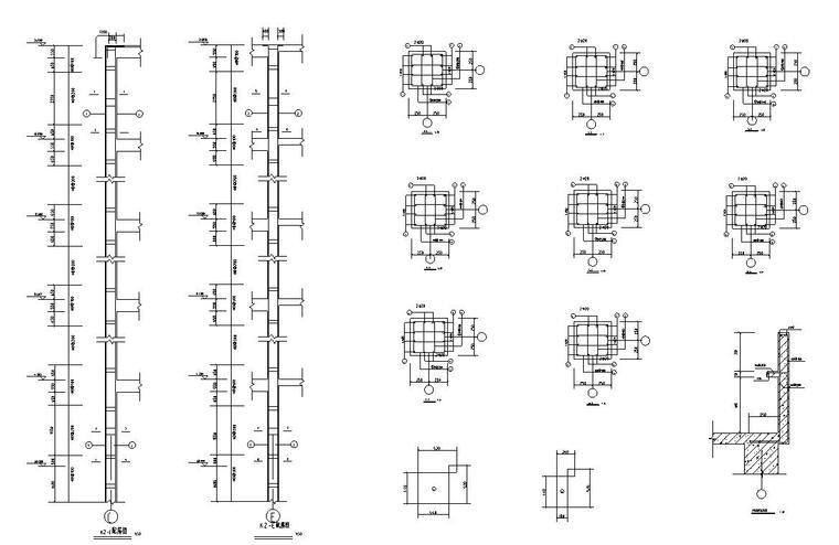 [五层]四层职业学院教学楼铁钩设计（计算书、建筑、结构）-柱配筋图