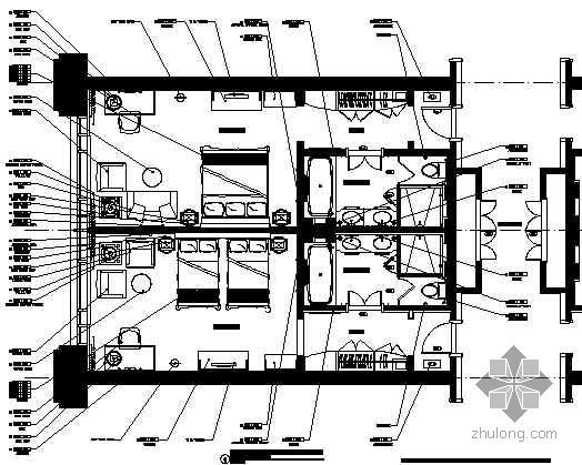 酒店客房cad图纸资料下载-香格里拉酒店客房全英文图纸