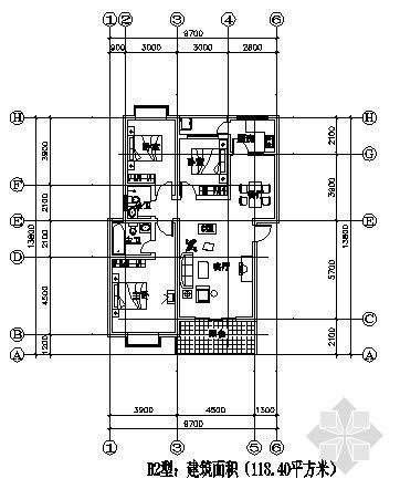 三室两厅两卫cad户型图资料下载-三室两厅一厨两卫118.40平方米