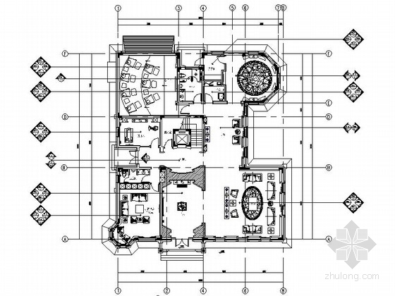 三层别墅电梯设计图资料下载-[内蒙古]某部长三层中式风格别墅室内设计CAD施工图