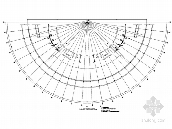 [西部]8万平内外壳钢桁架结构歌剧院钢结构施工图-18.700m标高局部钢结构预埋件及支座布置图