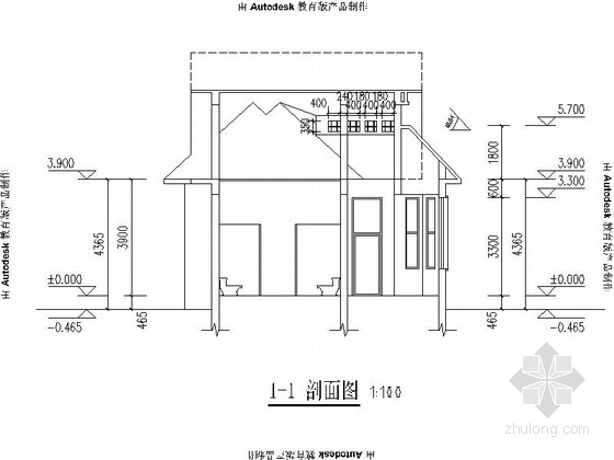 [青岛]小型现代公厕建筑施工图-小型现代公厕剖面图 