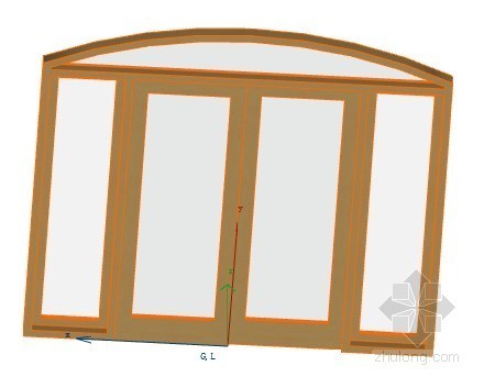 桥梁拱形装饰挂板资料下载-拱形滑动门，带2侧窗，顶窗  ArchiCAD模型