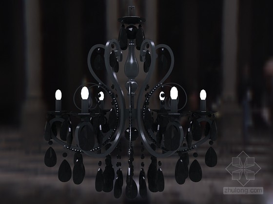 欧式铁艺廊架3d资料下载-花式铁艺吊灯3D模型下载