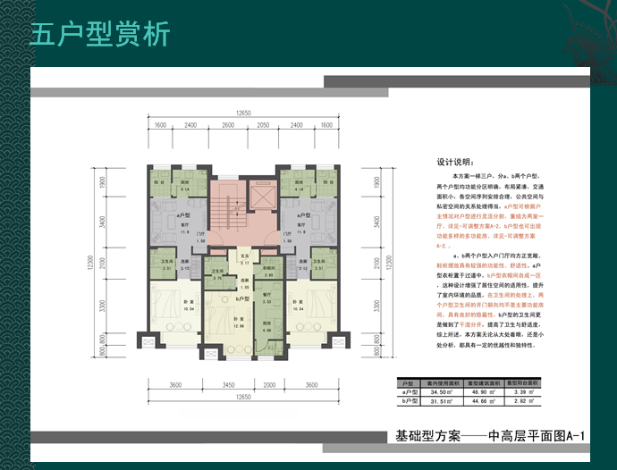 保障性住房户型设计优秀作品解析（案例欣赏）-基础型方案——中高层平面图