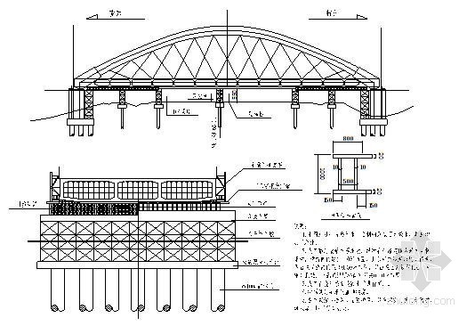 铁路客运专线工程实施性施工组织设计405页（路桥隧轨）-临时支墩及支架搭设布置图 