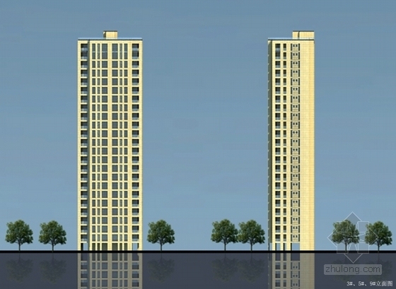 [浙江]现代风格高层住宅区规划及单体设计方案文本-现代风格高层住宅区规划立面图
