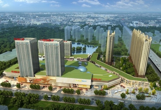 著名商业空间资料下载-[江苏]著名地产大型商业综合广场项目建筑设计方案文本