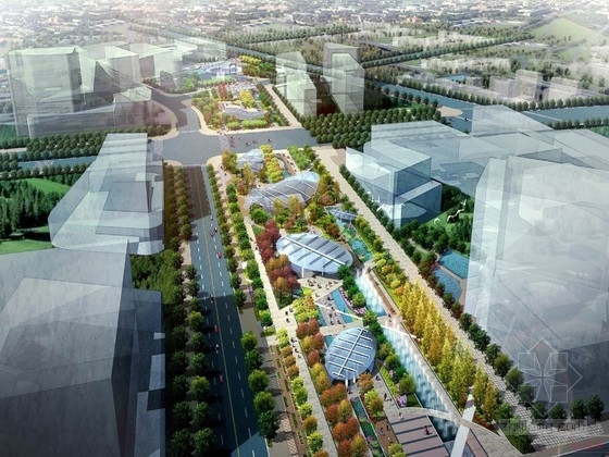 建筑低碳方案资料下载-[上海]低碳轴线新型商务社区景观设计方案