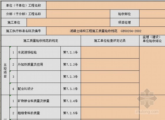 房地产土地开发项目施工申报表大全（共20个）-混凝土原材料及配合比设计检验批质量验收记录表 